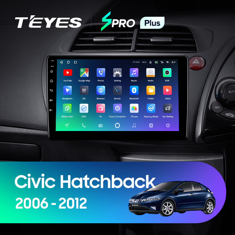 Штатная магнитола Teyes SPRO 3+32G для Civic Hatchback 2006-2012 (Правый руль)