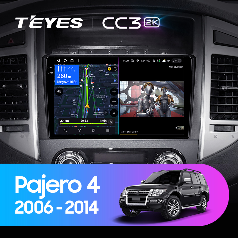 Штатная магнитола Teyes CC3-2K 4+32G  для Pajero4 2006-2022 ТИП-B