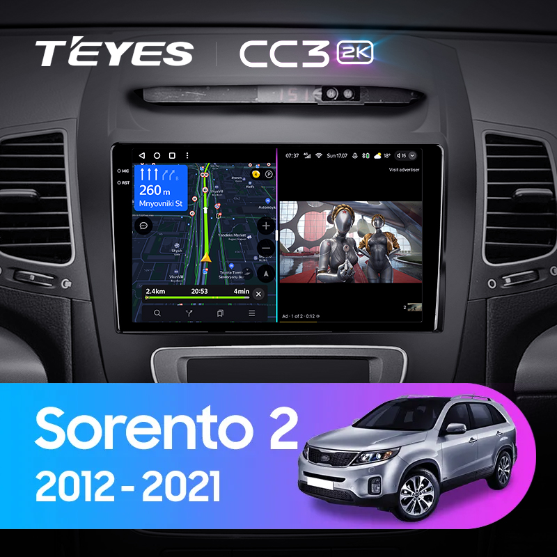 Штатная магнитола Teyes CC3-2K-360 128G для Sorento 2 2012-2021