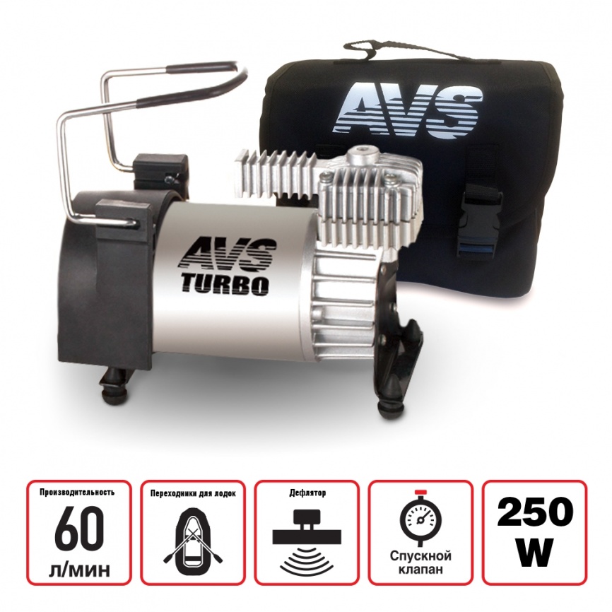 Компрессор автомобильный Turbo AVS KS 600 (60л/мин)