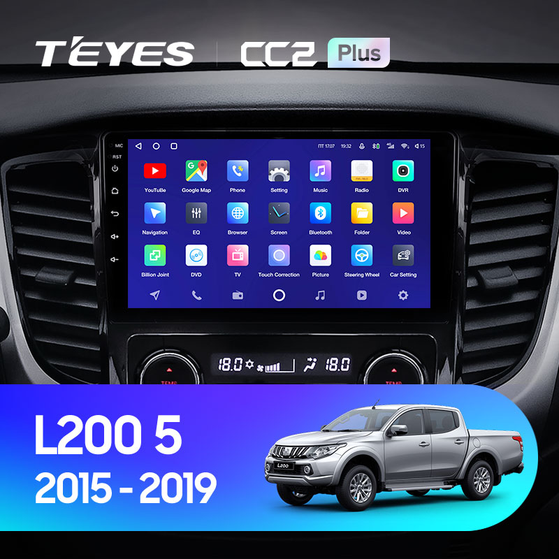 Штатная магнитола Teyes CC2 3+32G  для L200 5 2015-2019 ТИП-F2