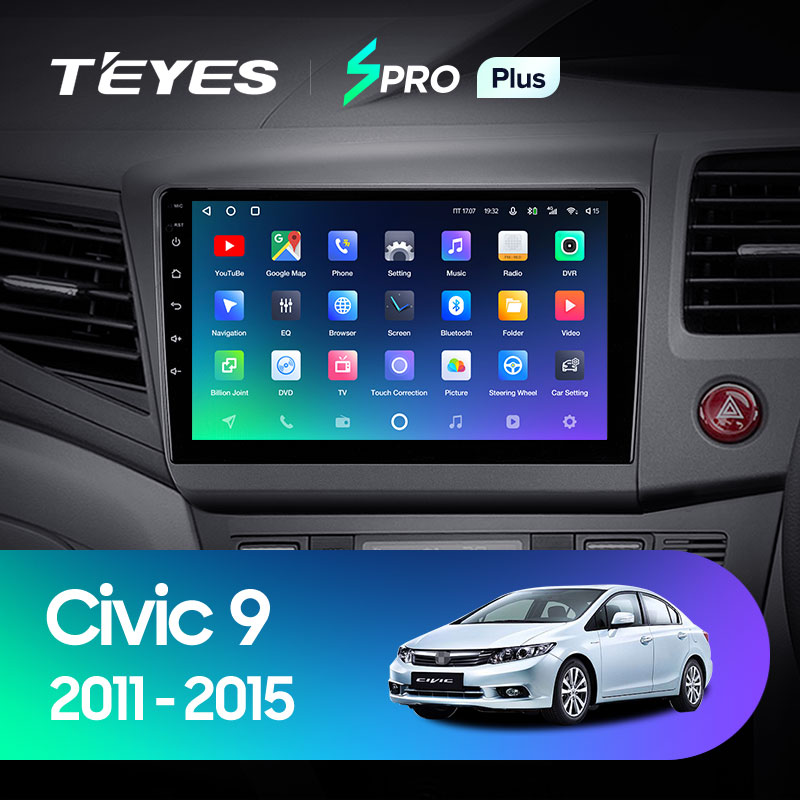 Штатная магнитола Teyes SPRO 3+32G для Civic 9 2011-2015 (Правый руль)