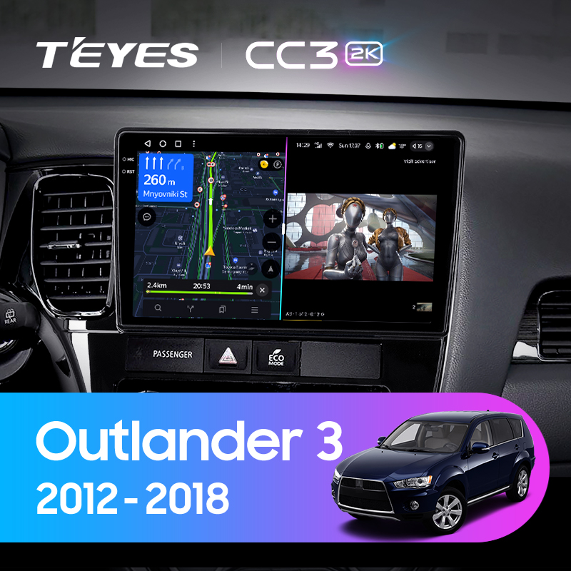 Штатная магнитола Teyes CC3-2K 4+32G  для Outlander 2012-2018 ТИП-B