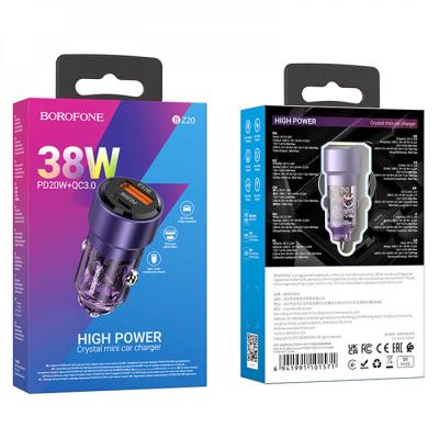 Зарядное устройство авто. BOROFONE BZ20A Smart PD65W (Type-C) + USB QC3.0
