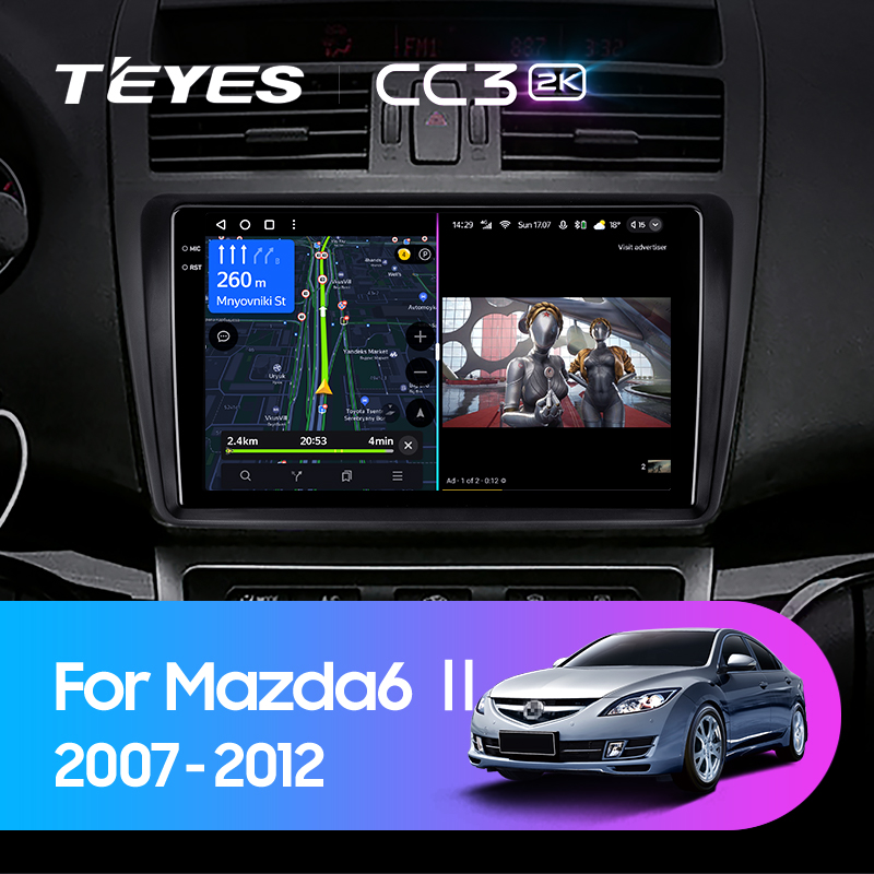 Штатная магнитола Teyes CC3-2K-360 128G для Mazda6 2007-2012