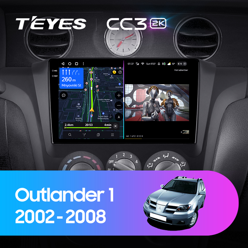 Штатная магнитола Teyes CC3-2K-360 128G для Outlander 2002-2008