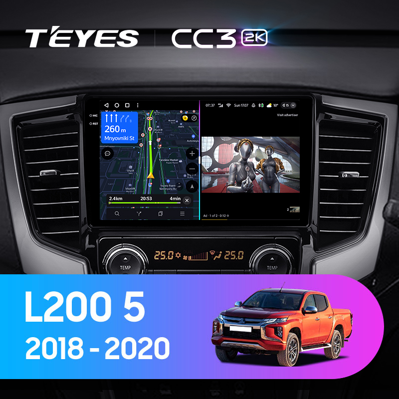 Штатная магнитола Teyes CC3-2K-360 128G для L200 5 2018-2021 (Правый руль)