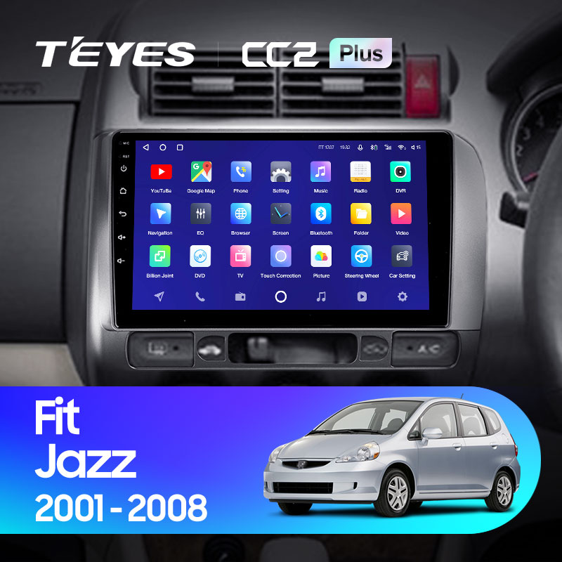 Штатная магнитола Teyes CC2 4+32G для Fit 2001-2008 (Правый руль)