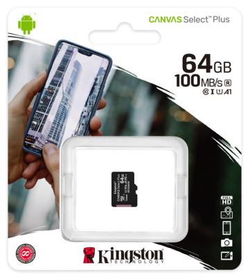 Карта памяти micro SDXC 64GB Kingston Class 10 UHS-I Canvas Select Plus A1 100 Mb/s