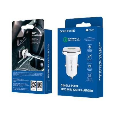 Зарядное устройство авто. BOROFONE BZ12A USB QC3.0