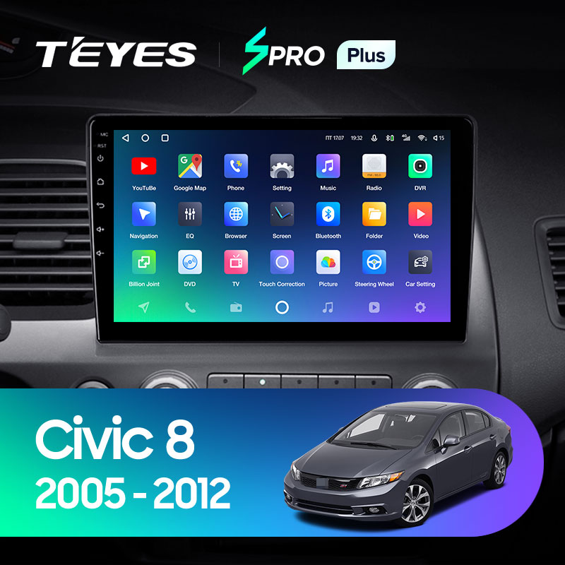 Штатная магнитола Teyes SPRO 3+32G для Civic 8 2005-2012 (Правый руль)