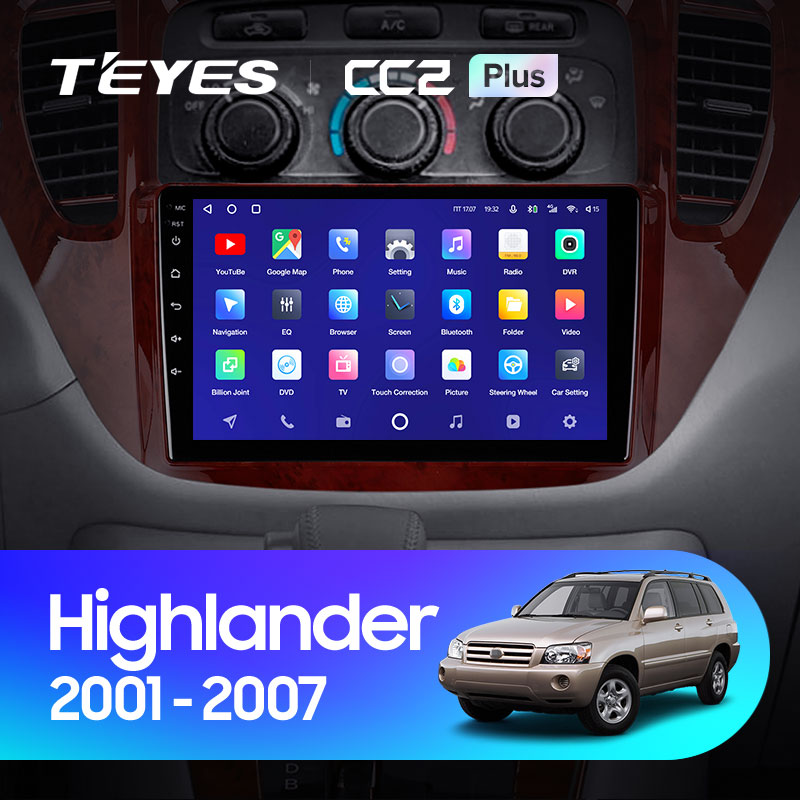 Штатная магнитола Teyes CC2 3+32G для Toyota Highlander 2001-2007 (Правый руль)