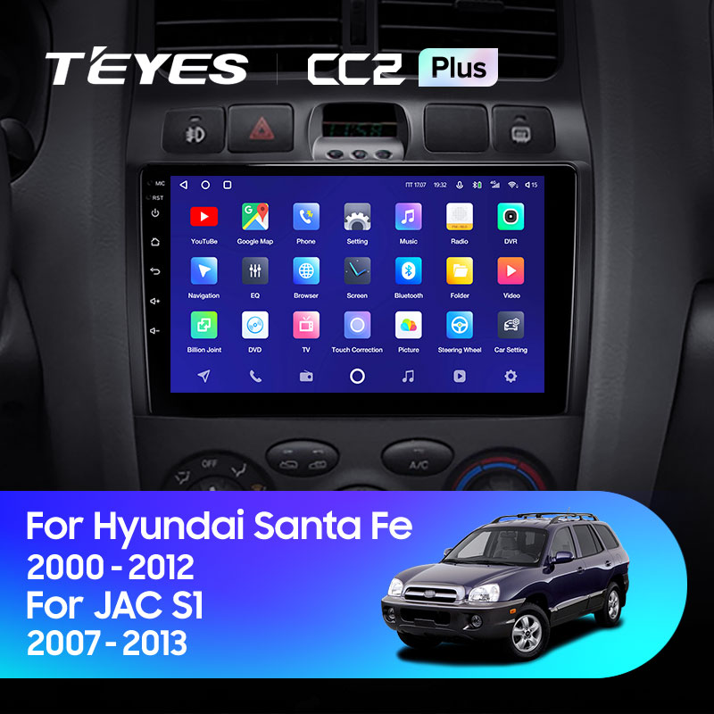 Штатная магнитола Teyes CC2 4+32G для Hyundai Santa Fe SM 2000-2012