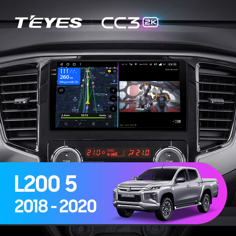 Штатная магнитола Teyes CC3-2K 4+32G для L200 5 2018-2021 (Левый руль)
