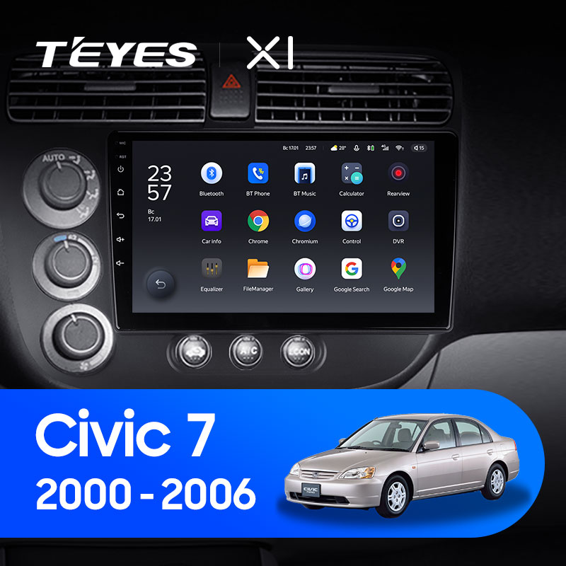 Штатная магнитола Teyes X1 4G 2+32G для Civic 7 2000-2006 (Правый руль)