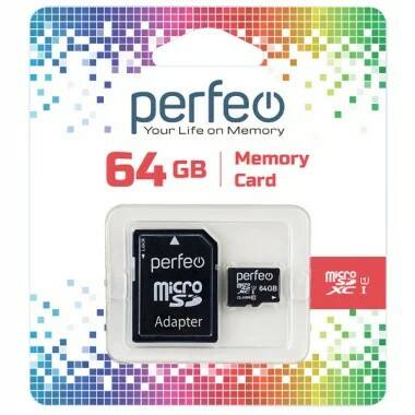 Карта памяти Perfeo microSDXC 64GB High-Capacity (Class 10) UHS-1 с адаптером