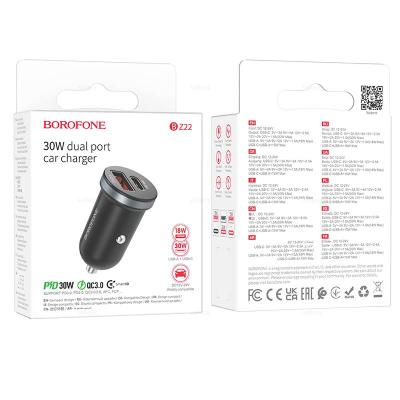 Зарядное устройство авто. BOROFONE BZ22 PD30W + QC3.0