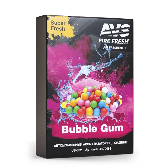 Ароматизатор Super Fresh (Бабл гам/Bubble gum) (гелевый) AVS US-003