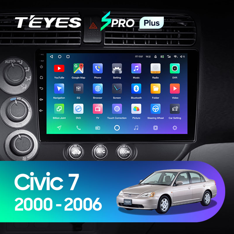 Штатная магнитола Teyes SPRO 3+32G для Civic 7 2000-2006 (Правый руль)