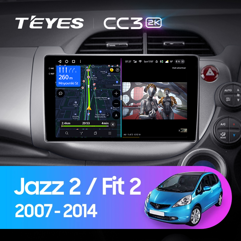 Штатная магнитола Teyes CC3-2K 4+32G для Jazz Fit 2007-2014 (Правый руль)