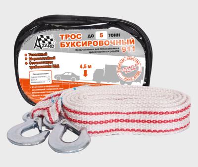Трос ленточный AZARD 5 т 2 крюка (чехол) , 4,5 метра TR000010