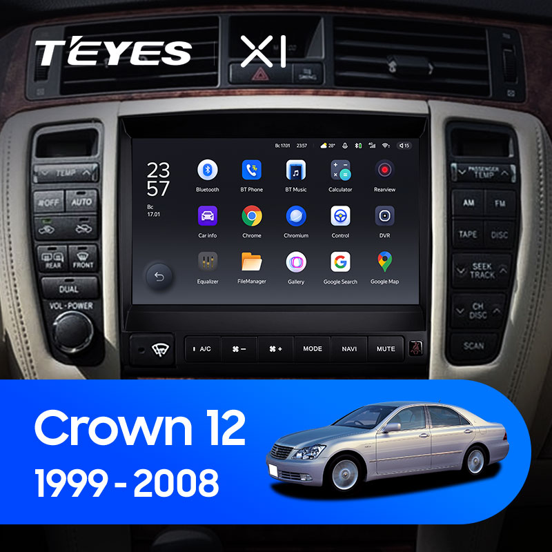 Штатная магнитола Teyes X1 4G 2+32G для Toyota Crown 1999-2008 (Правый руль)