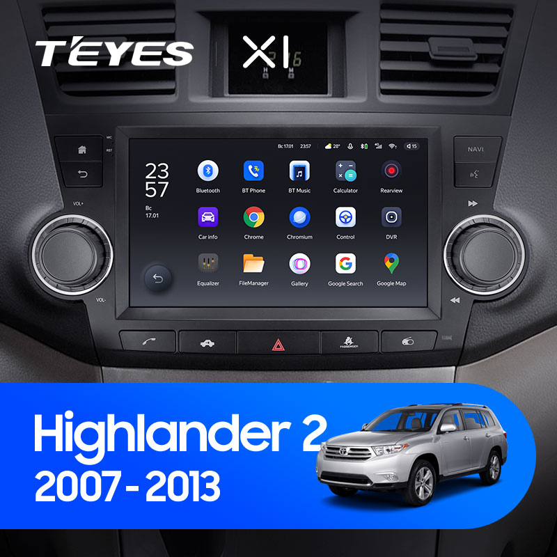 Штатная магнитола Teyes X1 4G 2+32G для Toyota Highlander 2007-2013 (Правый руль)