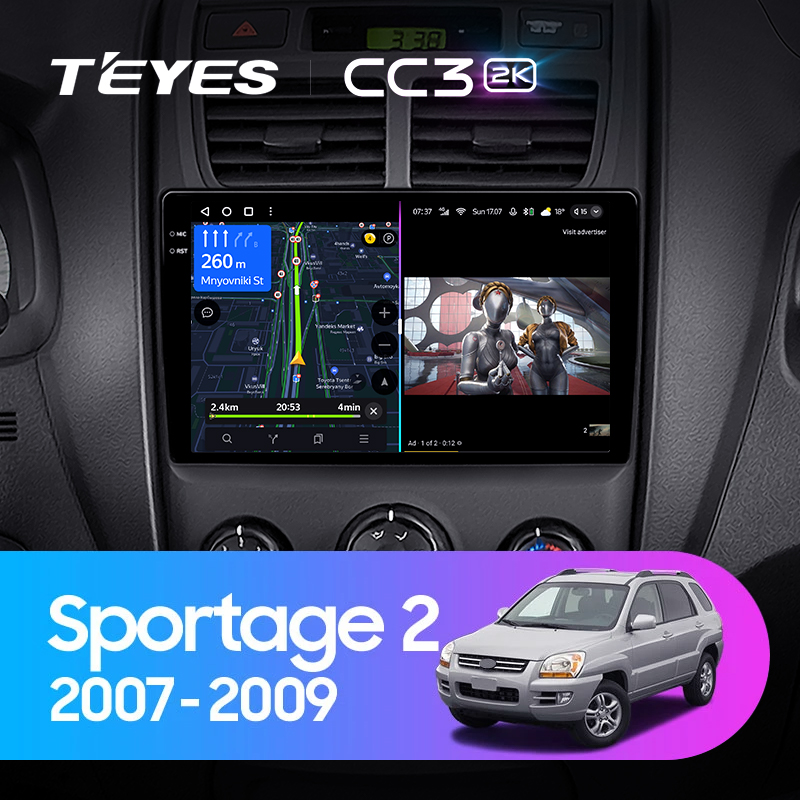 Штатная магнитола Teyes CC3-2K 4+32G для Sportage 2004-2009