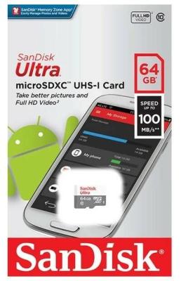 Карта памяти micro SDXC 64GB SanDisk class 10 UHS-I Ultra Light 100Mb/s