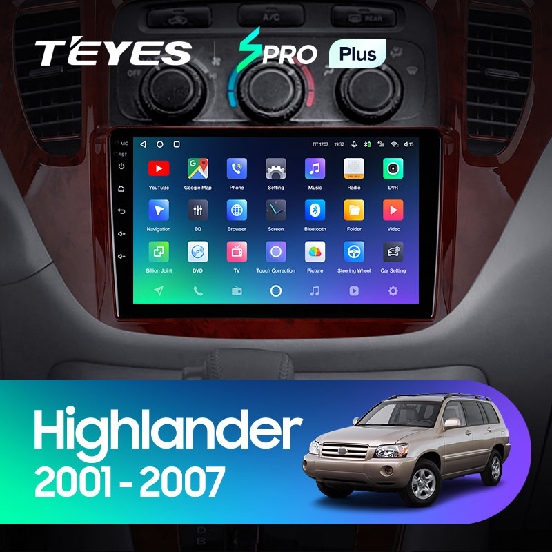 Штатная магнитола Teyes SPRO 3+32G для Toyota Highlander 2001-2007 (Правый руль)