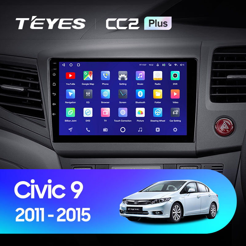 Штатная магнитола Teyes CC2 3+32G для Civic 9 2011-2015 (Правый руль)