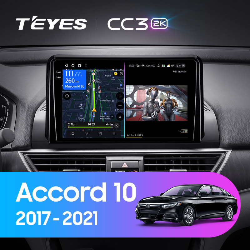 Штатная магнитола Teyes CC3-2K 64G  для Accord 2017-2021 ТИП-A
