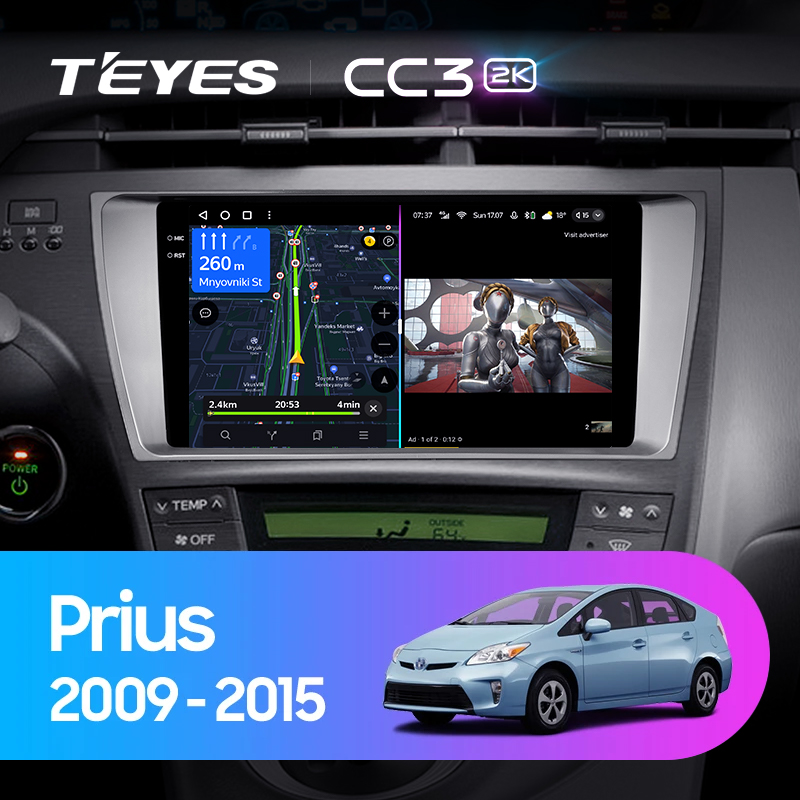 Штатная магнитола Teyes CC3-2K 3+32G для Toyota Prius 2009-2015 (Левый руль)