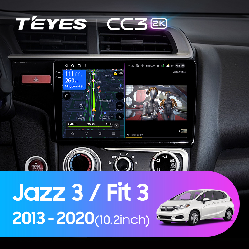 Штатная магнитола Teyes CC3-2K 64G  для Jazz Fit 2013-2020 ТИП-A