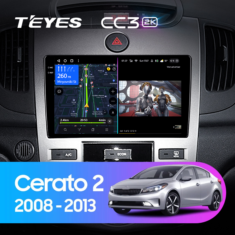 Штатная магнитола Teyes CC3-2K-360 128G для Kia Cerato 2 Forte 2008-2013