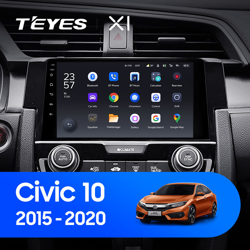 Штатная магнитола Teyes X1 4G 2+32G для Civic 10 2015-2020 (Левый руль)