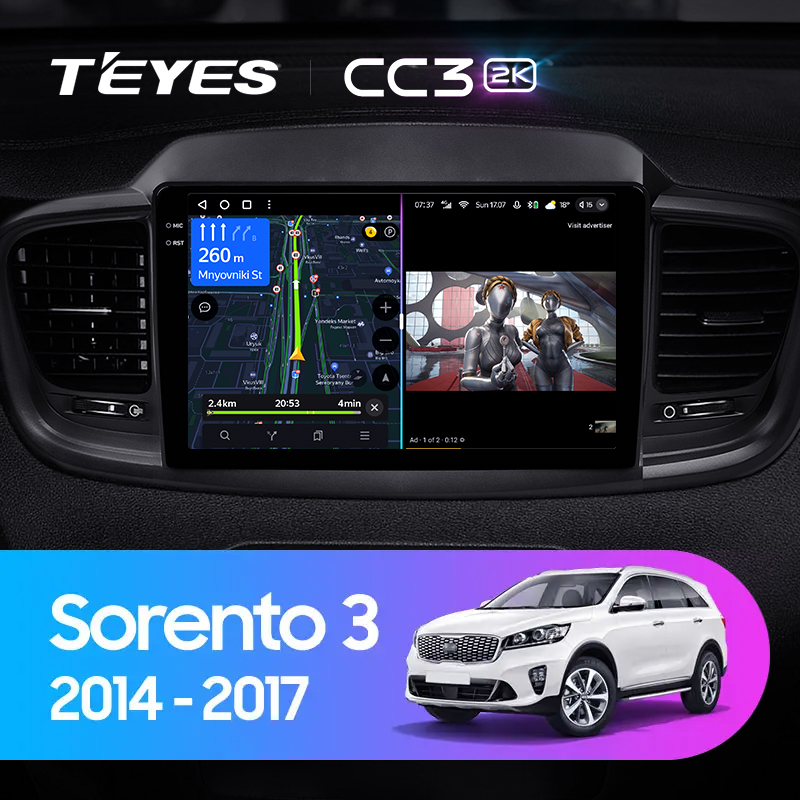 Штатная магнитола Teyes CC3-2K 128G  для Sorento 3 2014-2020 ТИП-B