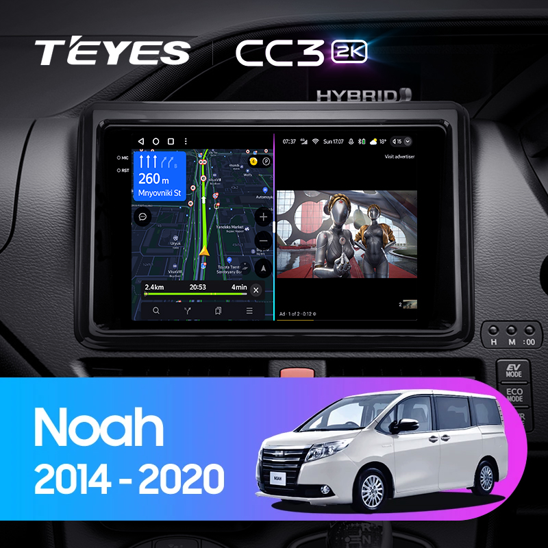 Штатная магнитола Teyes CC3-2K-360 128G для Toyota Noah Voxy 2014-2017 (Правый руль)