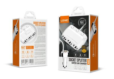 Разветвитель прикуривателя на 3 выхода + 4*USB 3400mAh LDNIO C504 QC 3.0 со шнуром (LD_B4431)