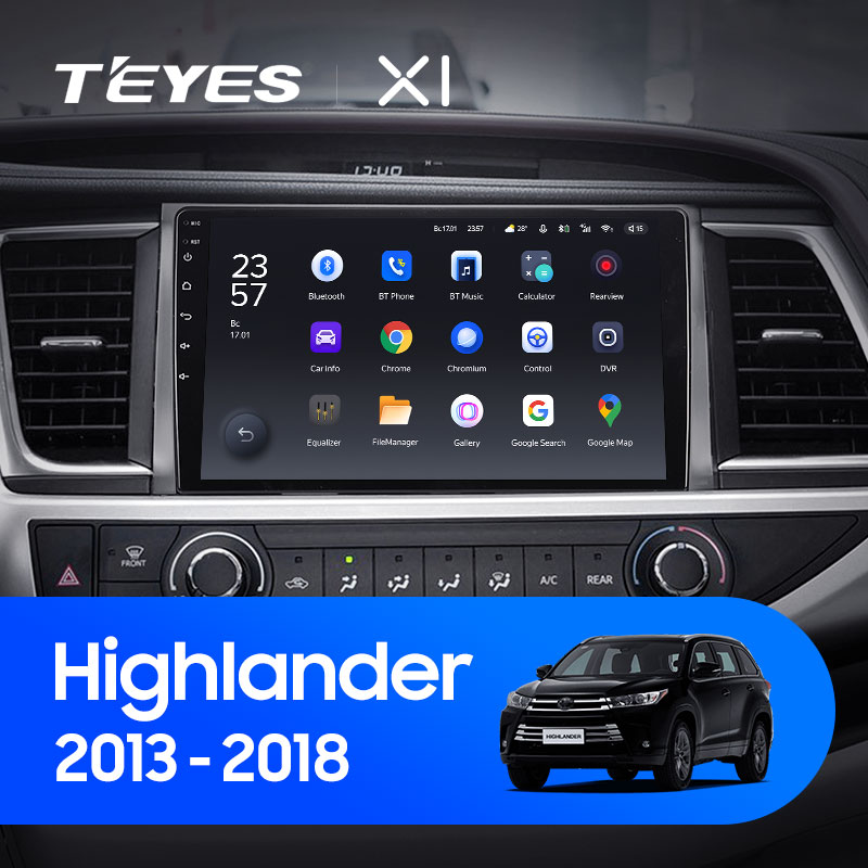 Штатная магнитола Teyes X1 4G 2+32G для Toyota Highlander 2013-2019 (Правый руль)