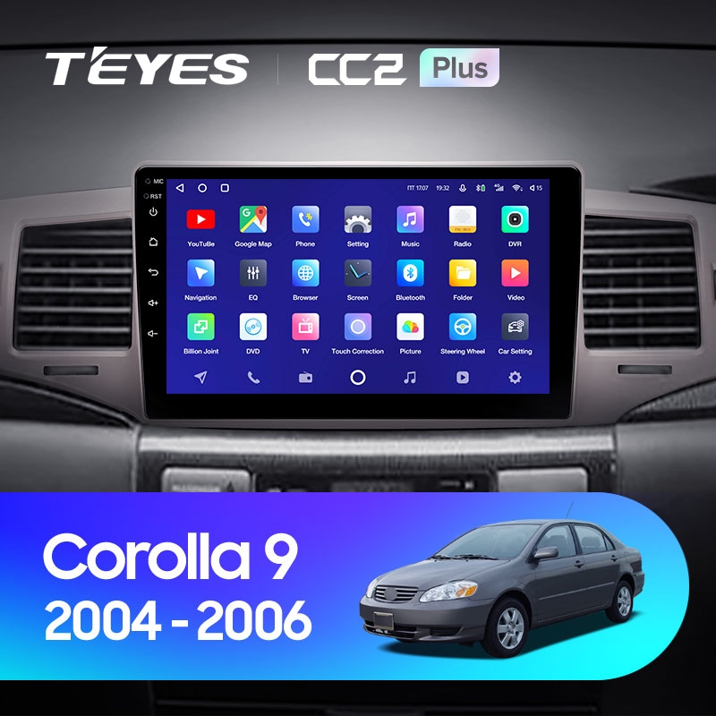 Штатная магнитола Teyes CC2 4+32G для Toyota Corolla 2004-2006 (Правый руль)