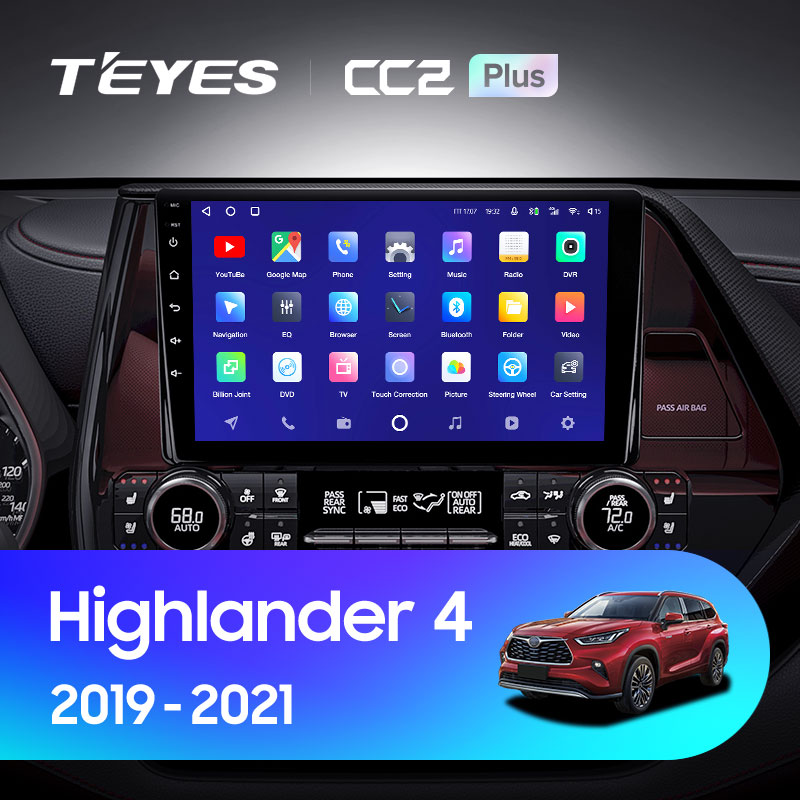 Штатная магнитола Teyes CC2 4+32G для Toyota Highlander 2019-2021 (Правый руль)
