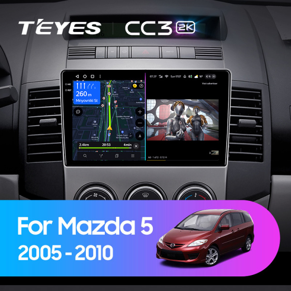 Штатная магнитола Teyes CC3-2K 4+32G для Mazda5 Premacy 2005-2010