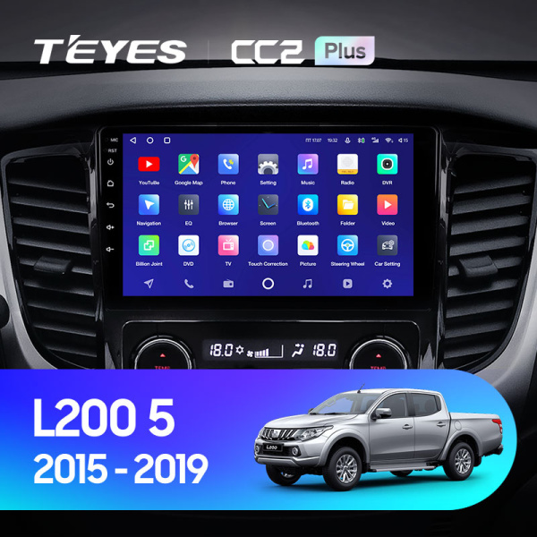 Штатная магнитола Teyes CC2 3+32G  для L200 5 2015-2019 ТИП-F2