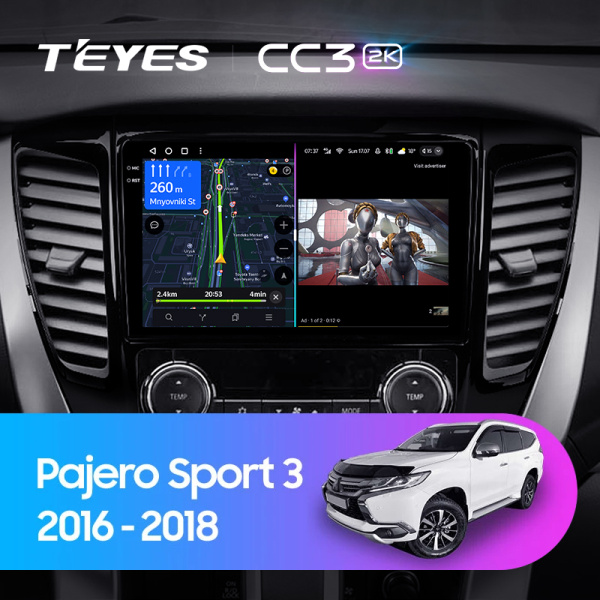 Штатная магнитола Teyes CC3-2K 4+32G для Pajero Sport3 2016-2018