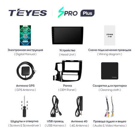 Штатная магнитола Teyes SPRO 3+32G  для Outlander 2012-2018 ТИП-A