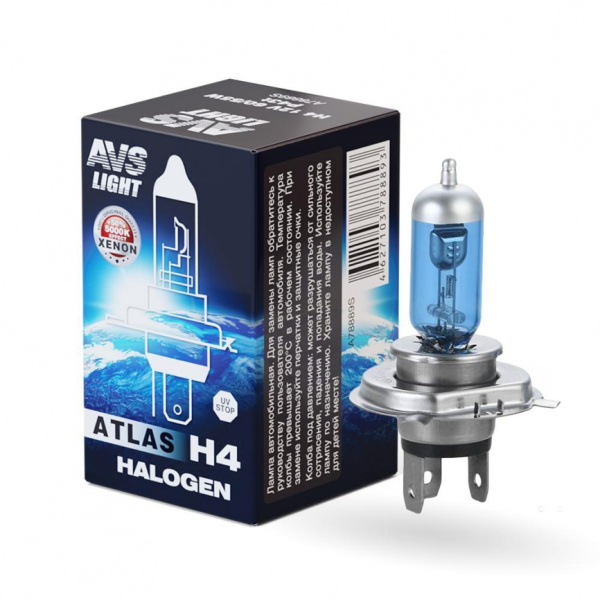 AVS ATLAS Лампа галогенная H4 12В 55/60Вт 5000К
