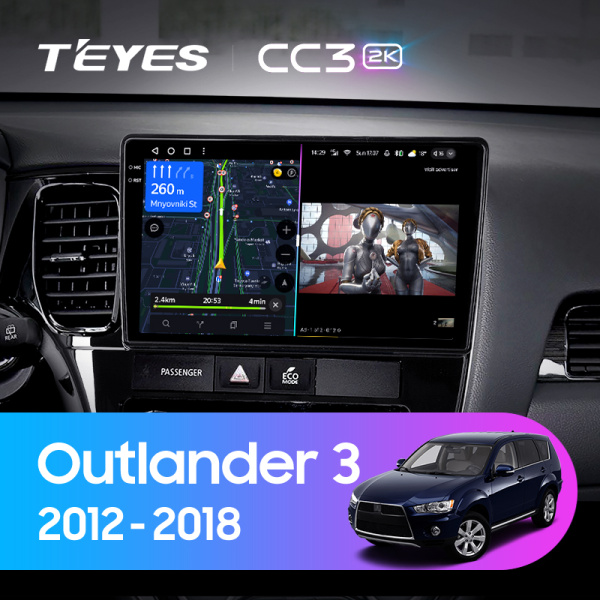 Штатная магнитола Teyes CC3-2K 4+32G  для Outlander 2012-2018 ТИП-B