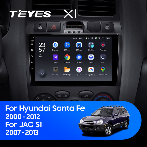 Штатная магнитола Teyes X1 4G 2+32G для Hyundai Santa Fe SM 2000-2012