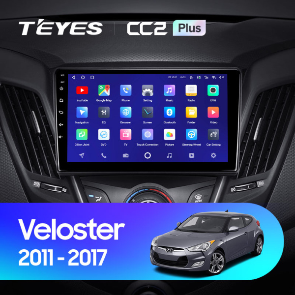 Штатная магнитола Teyes CC2 3+32G  для Hyundai Veloster 2011-2017 ТИП-A